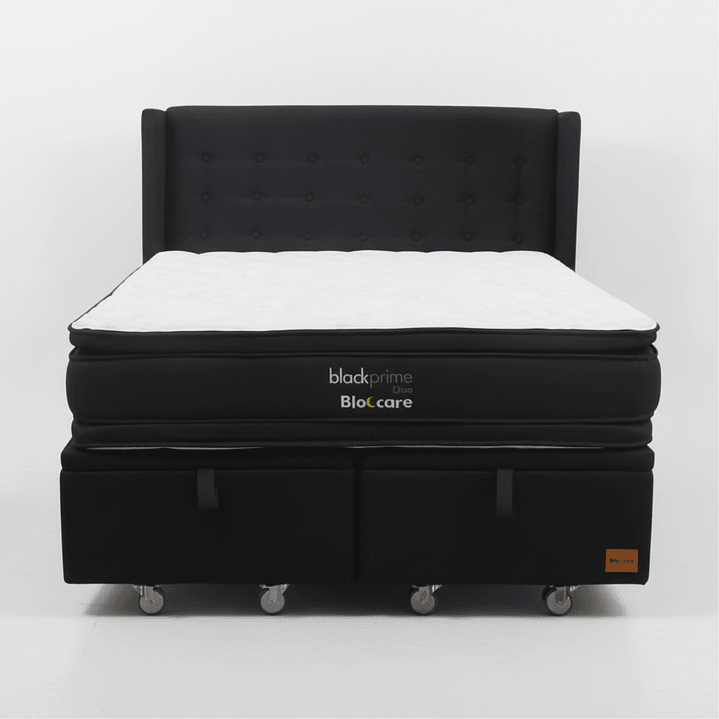 Cama Baul 2 Plazas + Colchon Black Prime - Modelo Dos + Respaldo / Ruedas A Eleccion (Negro) 5