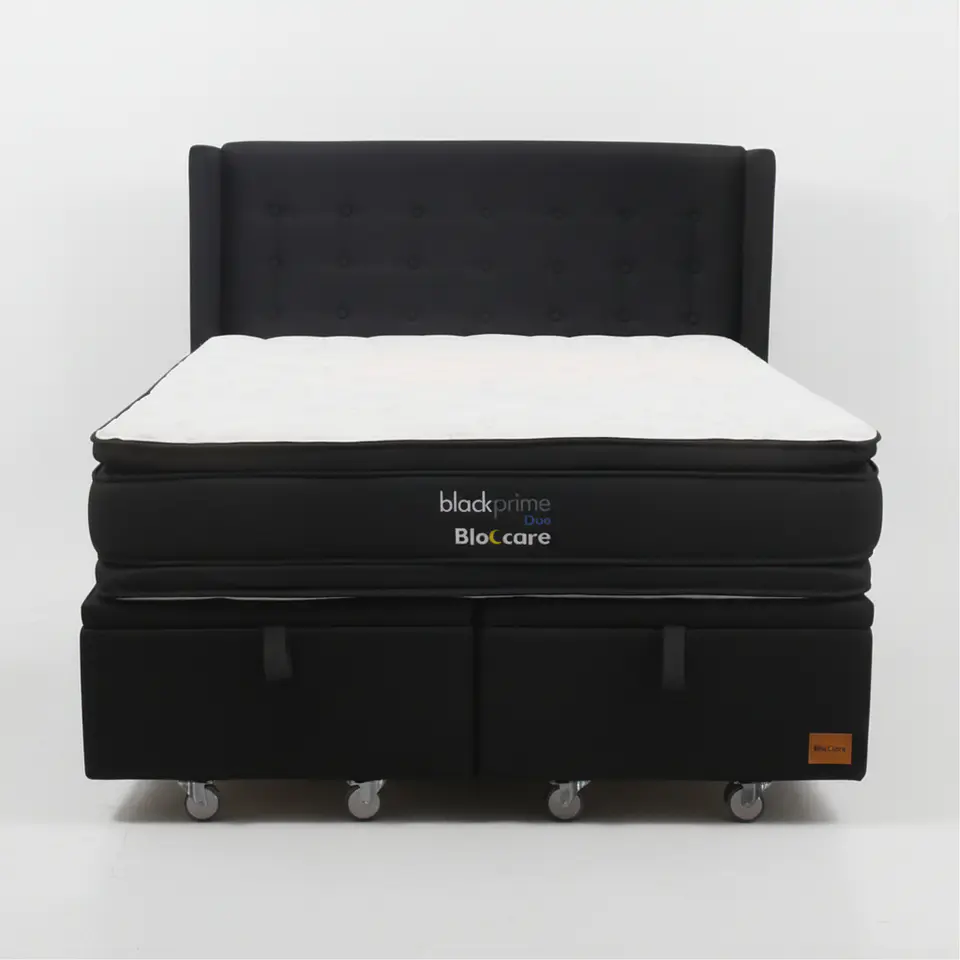 Cama Baul 2 Plazas + Colchon Black Prime - Modelo Dos + Respaldo / Ruedas A Eleccion (Negro) 5
