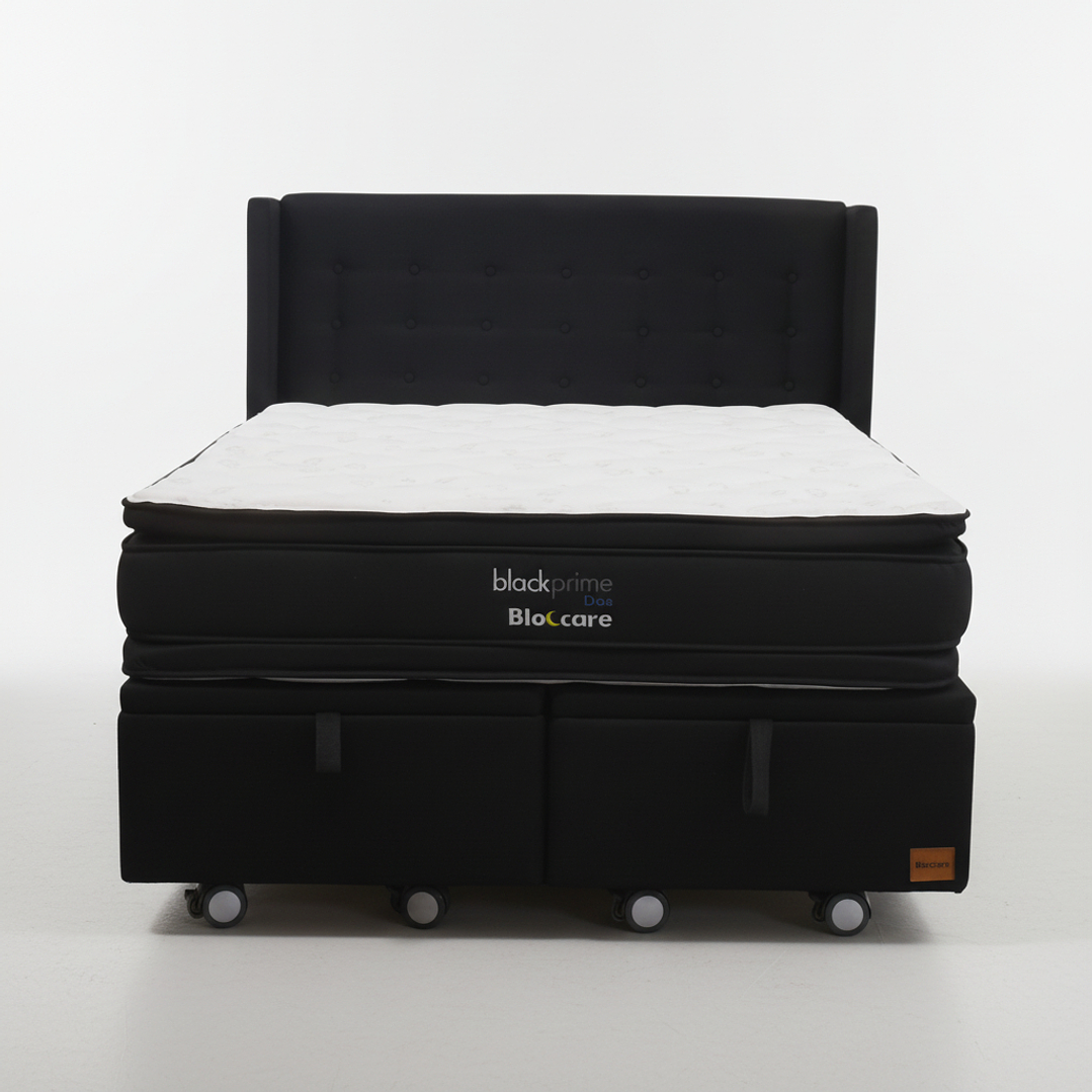 Cama Baul King + Colchon Black Prime - Modelo Dos + Respaldo / Ruedas A Eleccion (Negro) 3
