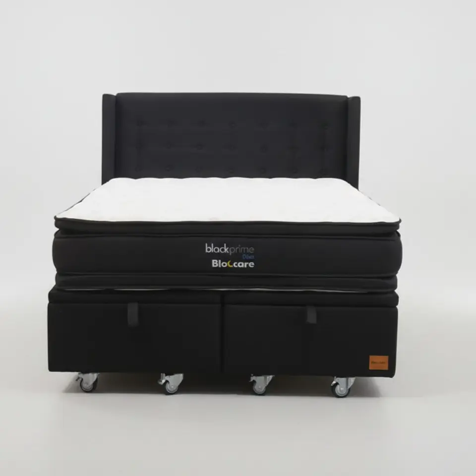 Cama Baul King + Colchon Black Prime - Modelo Dos + Respaldo / Ruedas A Eleccion (Negro) 7