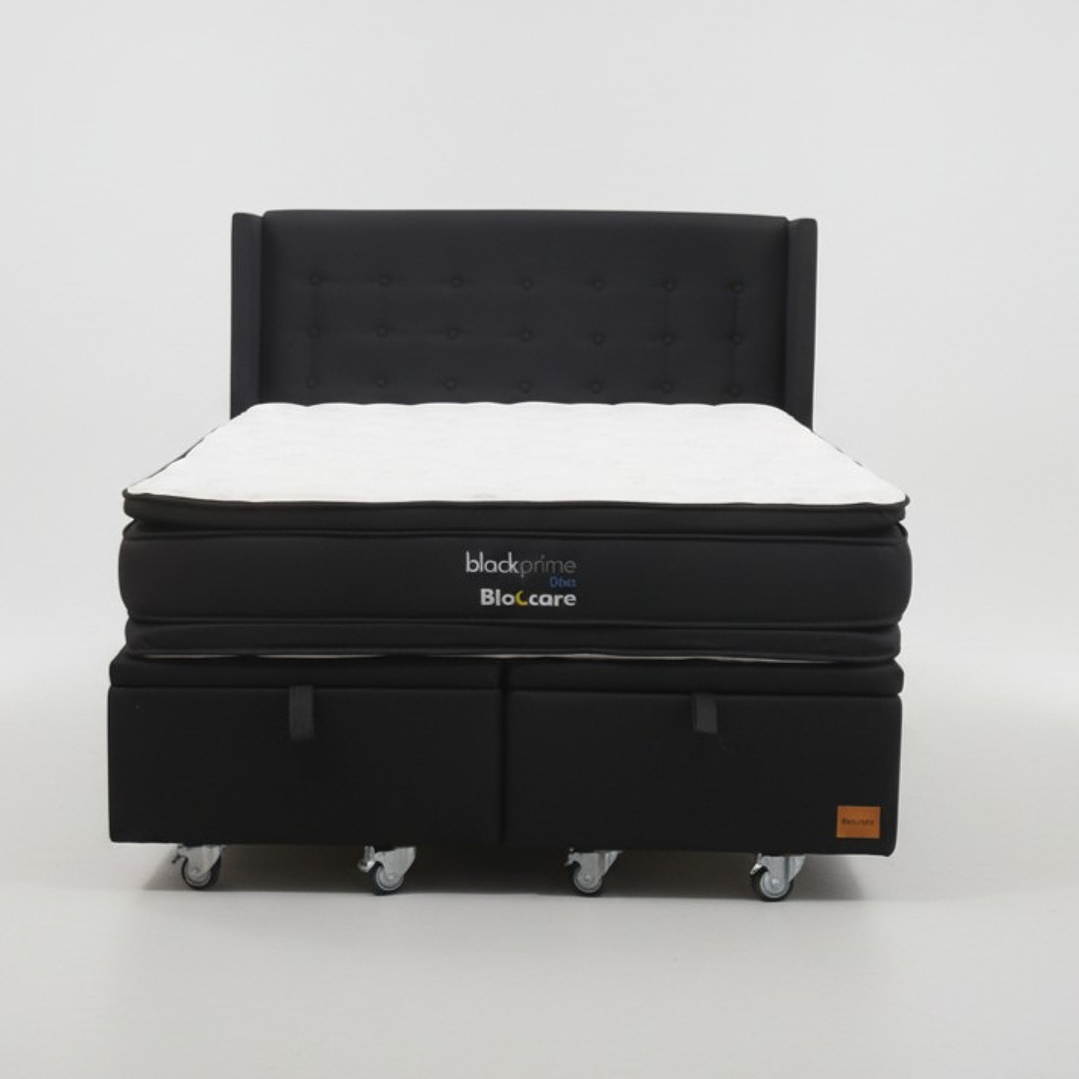Cama Baul Super King + Colchon Black Prime - Modelo Dos + Respaldo / Ruedas A Eleccion (Negro) 7