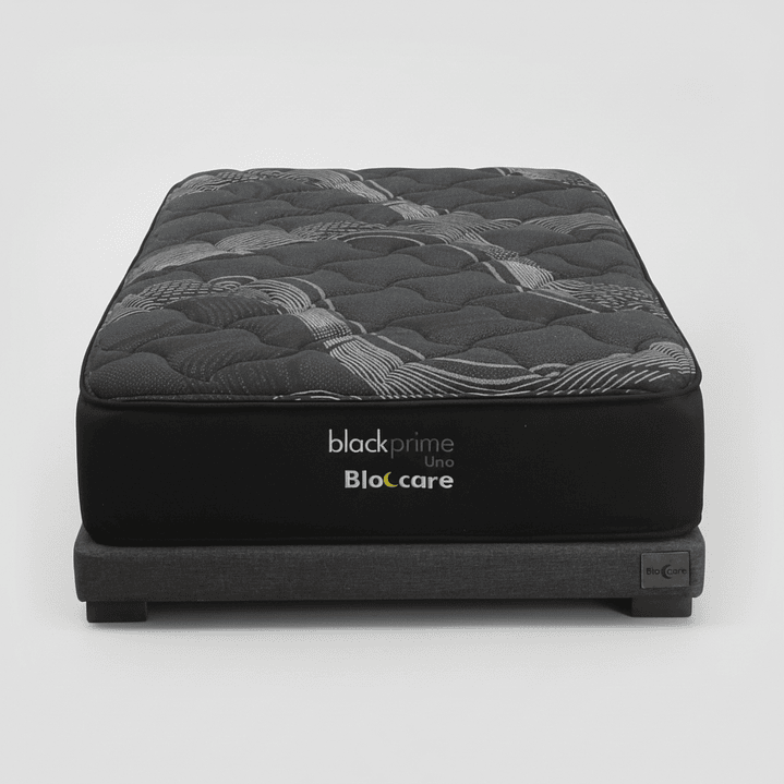 Cama 1 Plaza Box 8 cm + Colchon Black Prime - Modelo Uno / Con Patas De Madera (Gris) 3