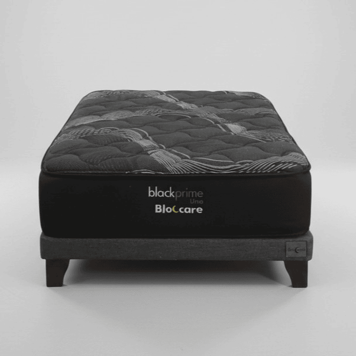 Cama 1 Plaza Box 8 cm + Colchon Black Prime - Modelo Uno / Con Patas De Madera (Gris) 5