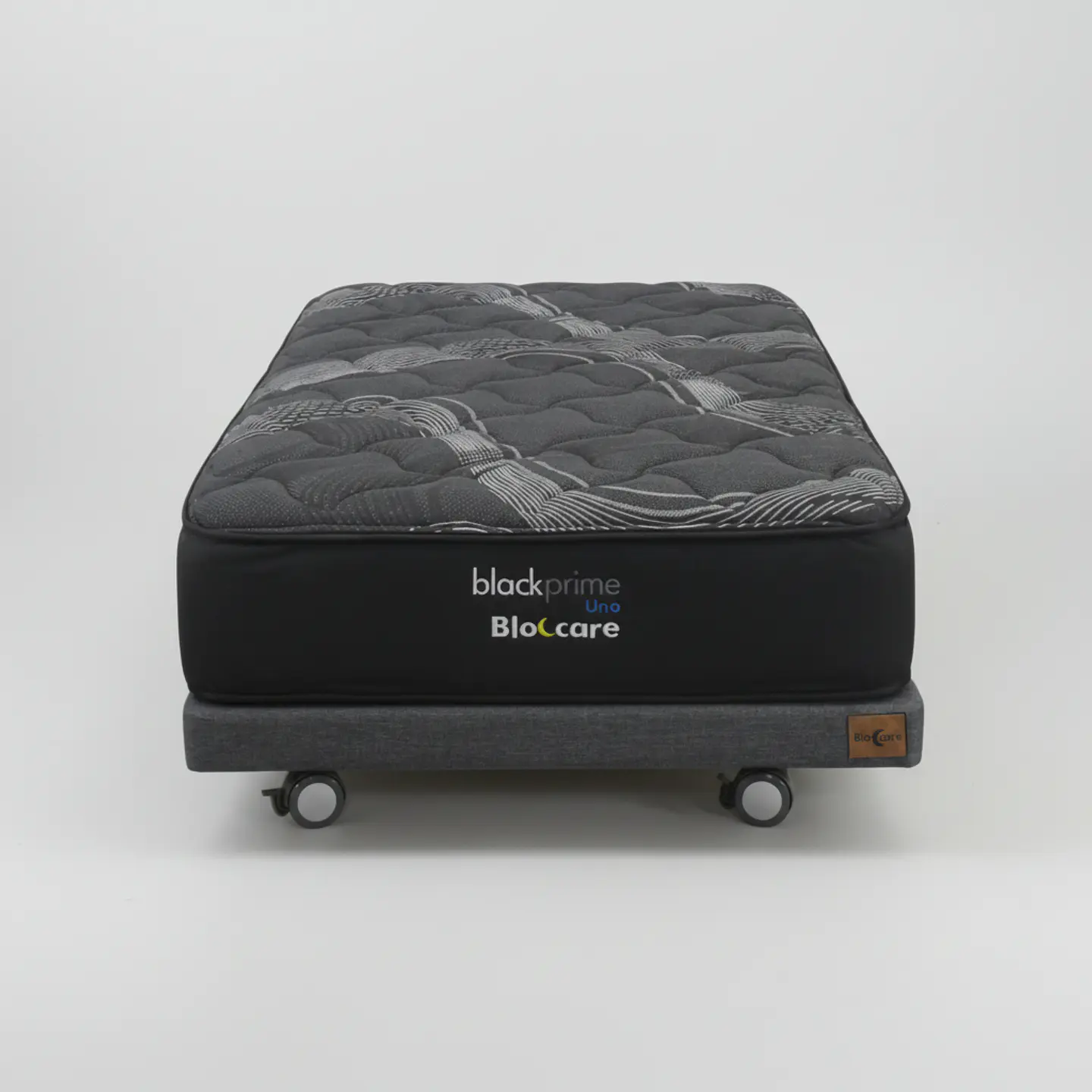 Cama 1 Plaza Box 8 cm + Colchon Black Prime - Modelo Uno- Ruedas A Eleccion (Gris) 3