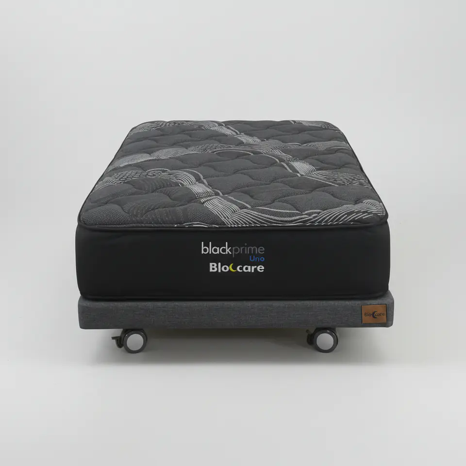 Cama 1 Plaza Box 8 cm + Colchon Black Prime - Modelo Uno- Ruedas A Eleccion (Gris) 3
