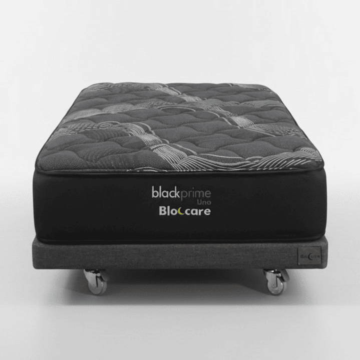 Cama 1 Plaza Box 8 cm + Colchon Black Prime - Modelo Uno- Ruedas A Eleccion (Gris) 5