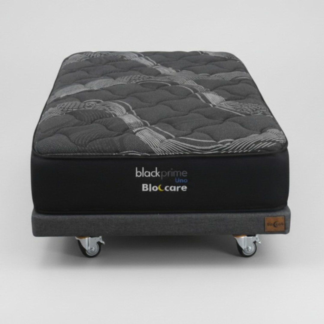 Cama 1 Plaza Box 8 cm + Colchon Black Prime - Modelo Uno- Ruedas A Eleccion (Gris) 7