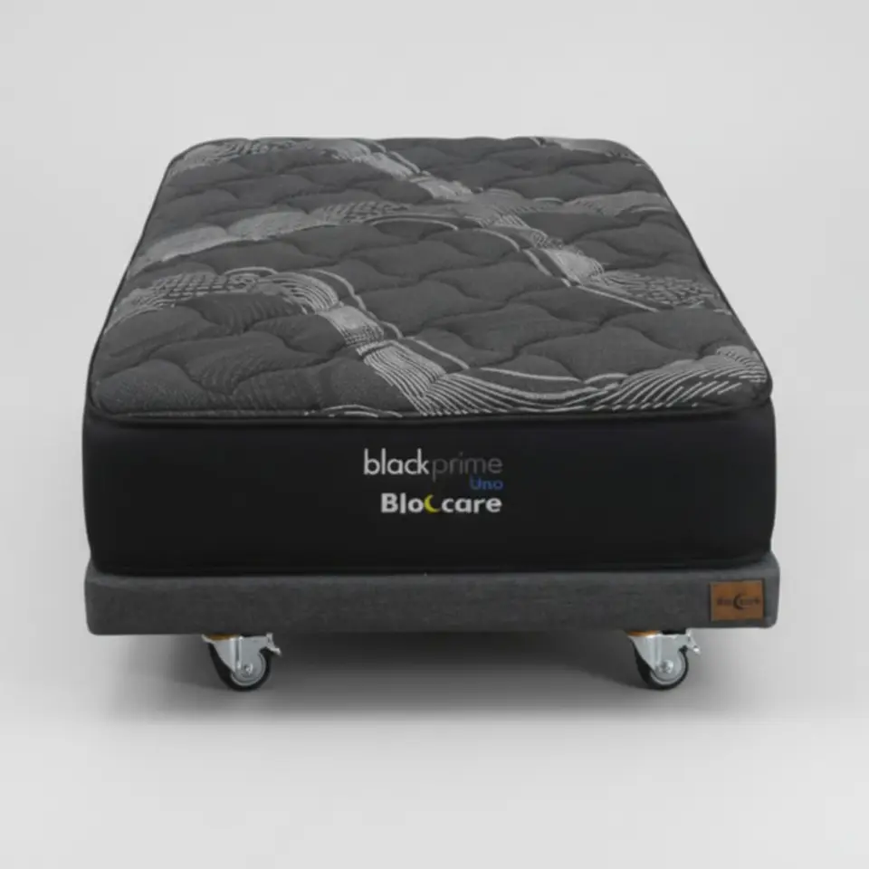 Cama 1 Plaza Box 8 cm + Colchon Black Prime - Modelo Uno- Ruedas A Eleccion (Gris) 7