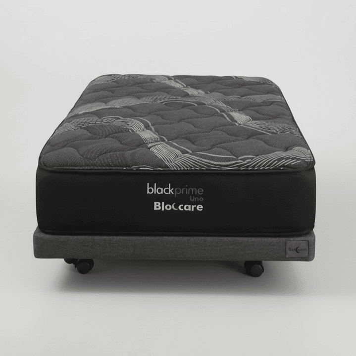 Cama 1 Plaza Box 8 cm + Colchon Black Prime - Modelo Uno- Ruedas A Eleccion (Gris) 9
