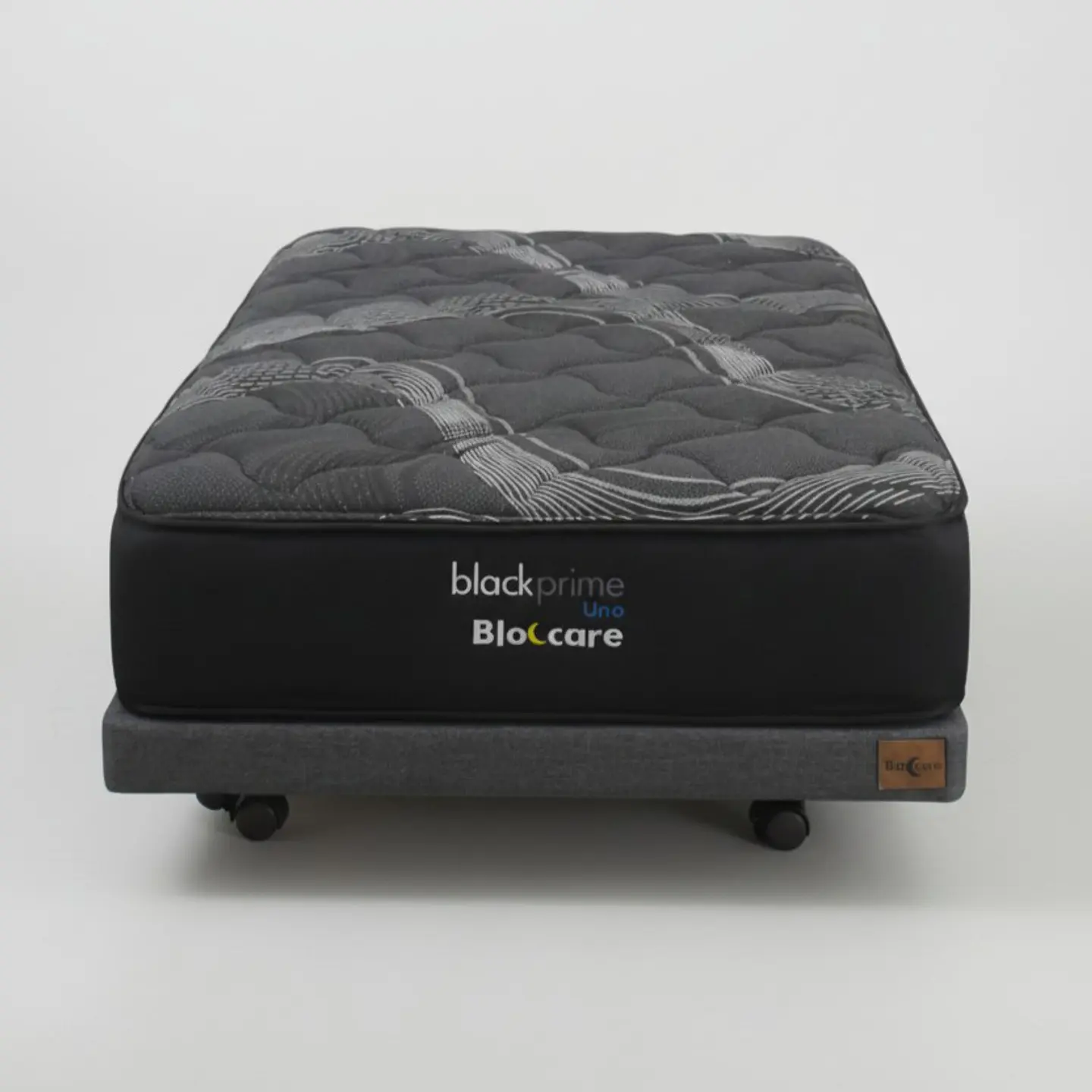 Cama 1.5 Plaza Box 8 cm + Colchon Black Prime - Modelo Uno- Ruedas A Eleccion (Gris) 9