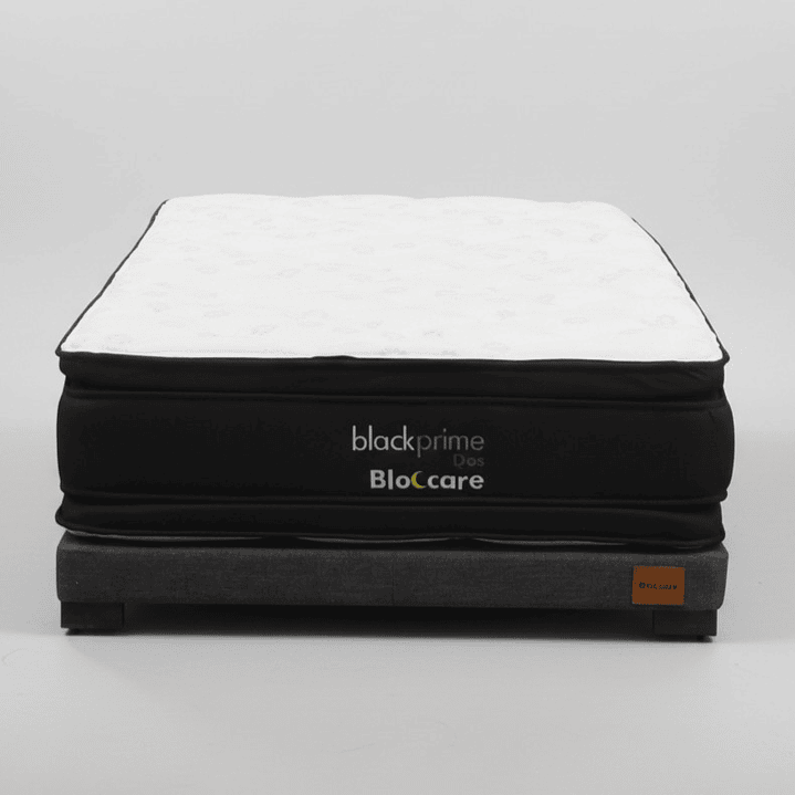 Cama 1.5 Plaza Box 8 cm + Colchon Black Prime - Modelo Dos - Patas De Madera (Gris) 2