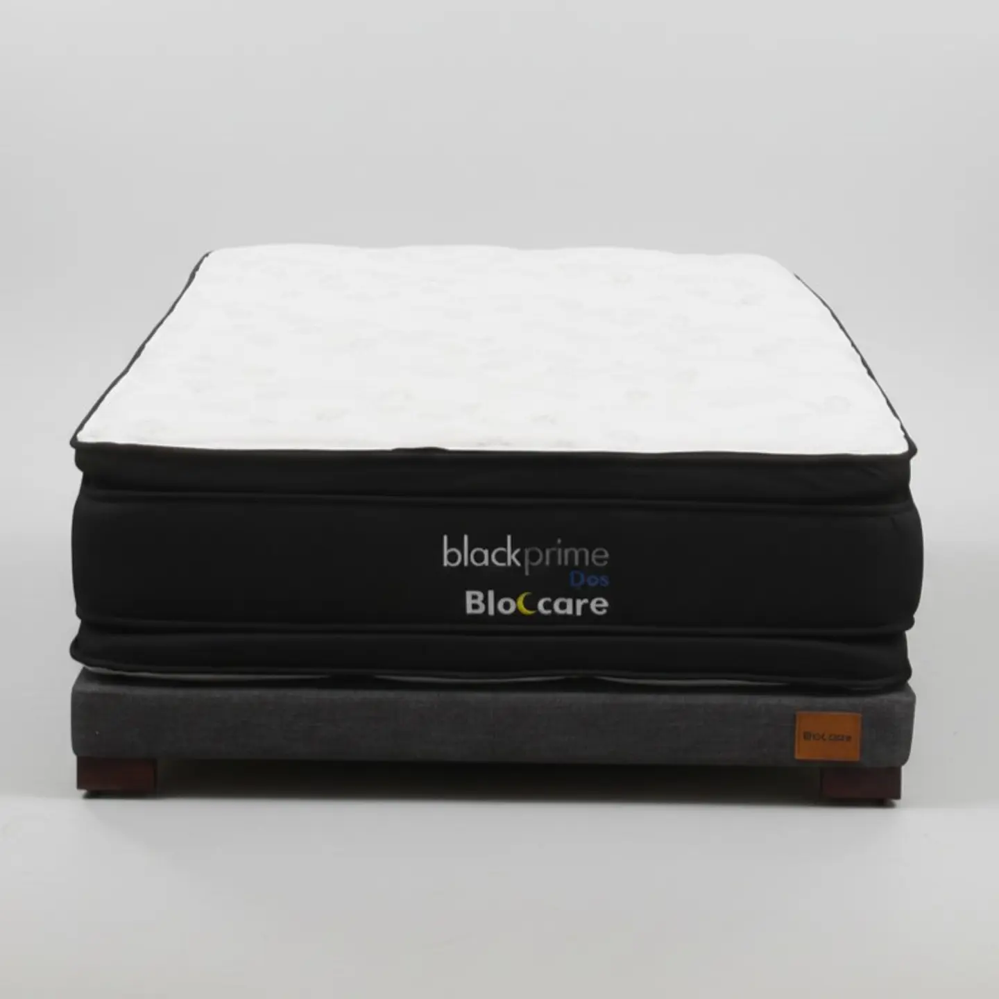 Cama 1.5 Plaza Box 8 cm + Colchon Black Prime - Modelo Dos - Patas De Madera (Gris) 2