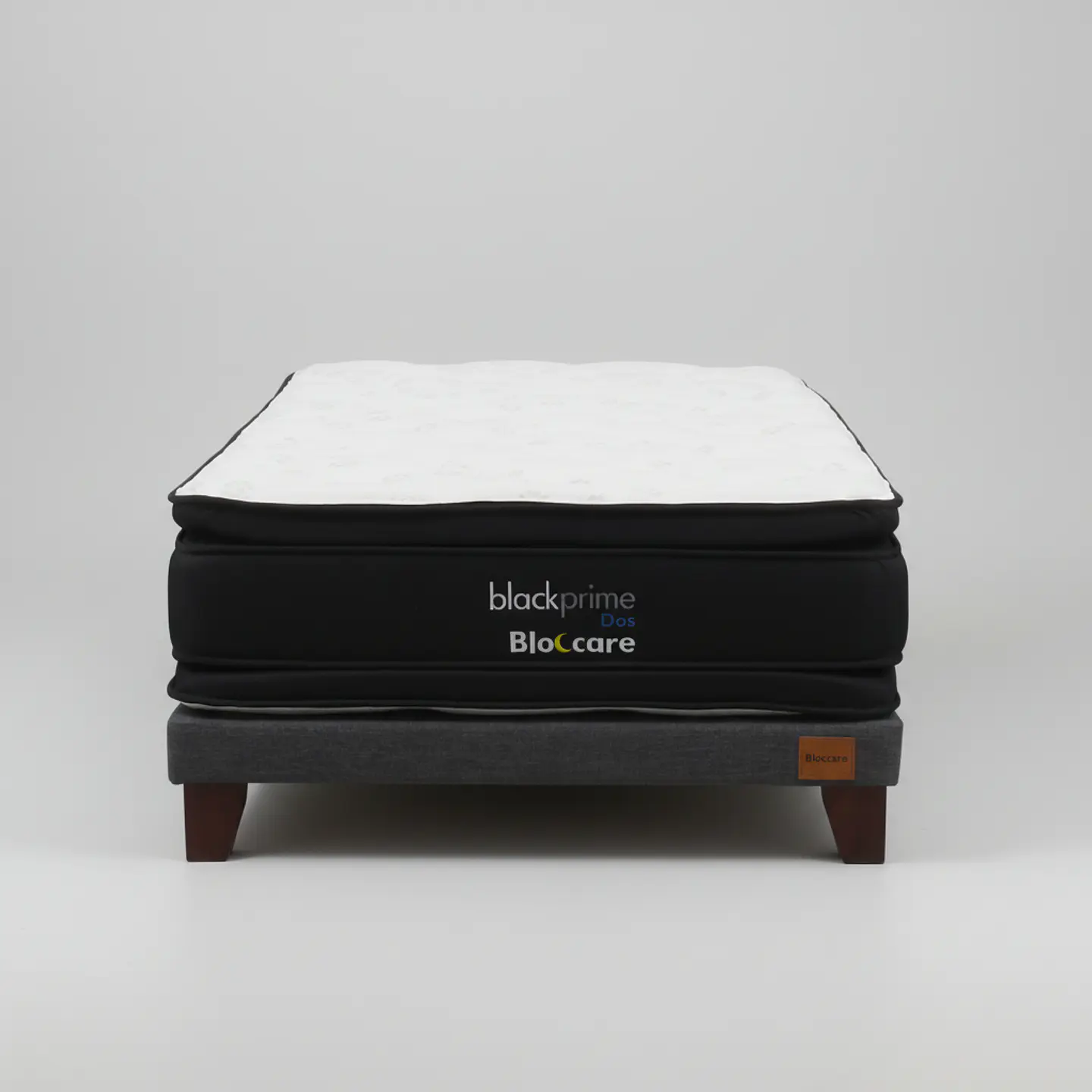 Cama 1.5 Plaza Box 8 cm + Colchon Black Prime - Modelo Dos - Patas De Madera (Gris) 4