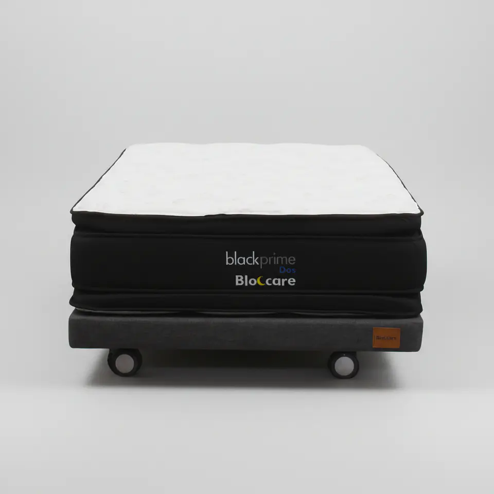 Cama 1.5 Plaza Box 8 cm + Colchon Black Prime - Modelo Dos - Ruedas A Eleccion (Gris) 3