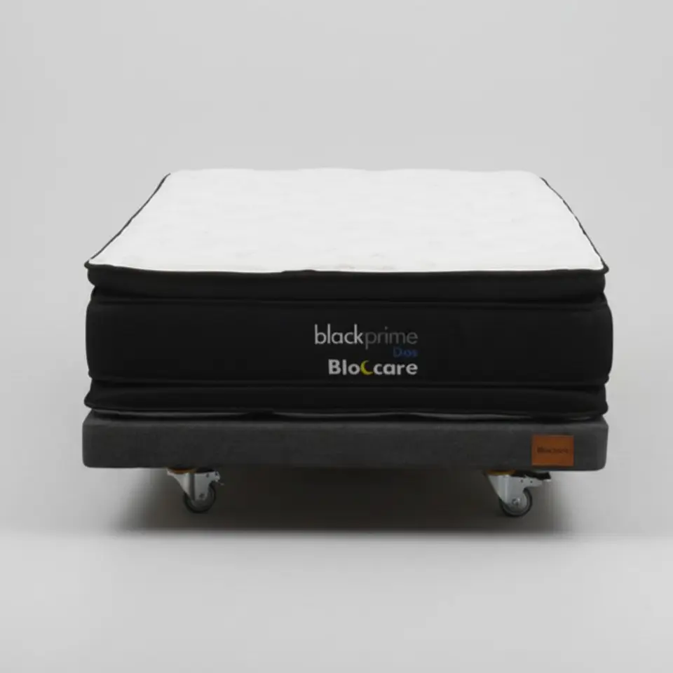 Cama 1.5 Plaza Box 8 cm + Colchon Black Prime - Modelo Dos - Ruedas A Eleccion (Gris) 7