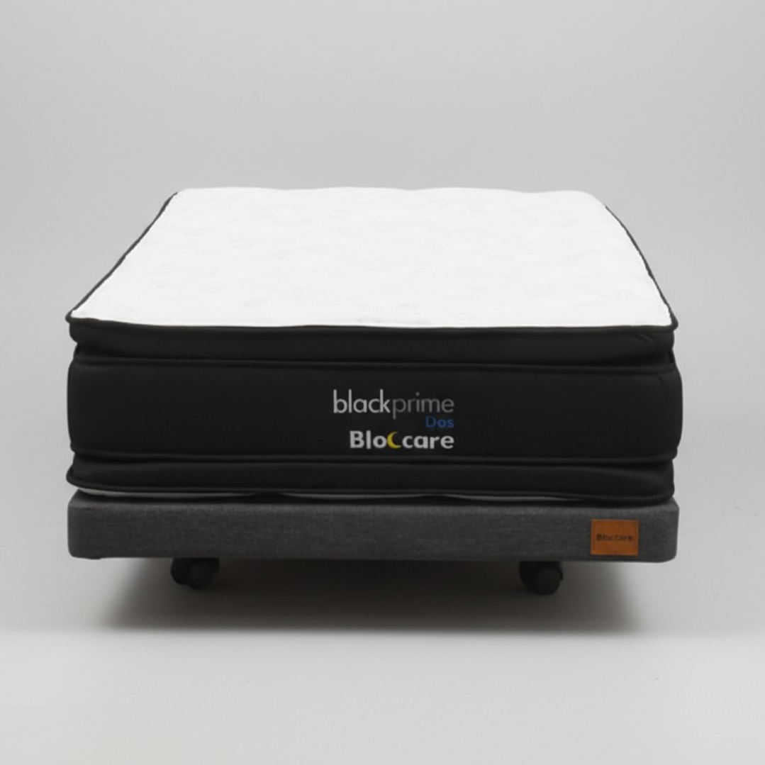 Cama 1.5 Plaza Box 8 cm + Colchon Black Prime - Modelo Dos - Ruedas A Eleccion (Gris) 9