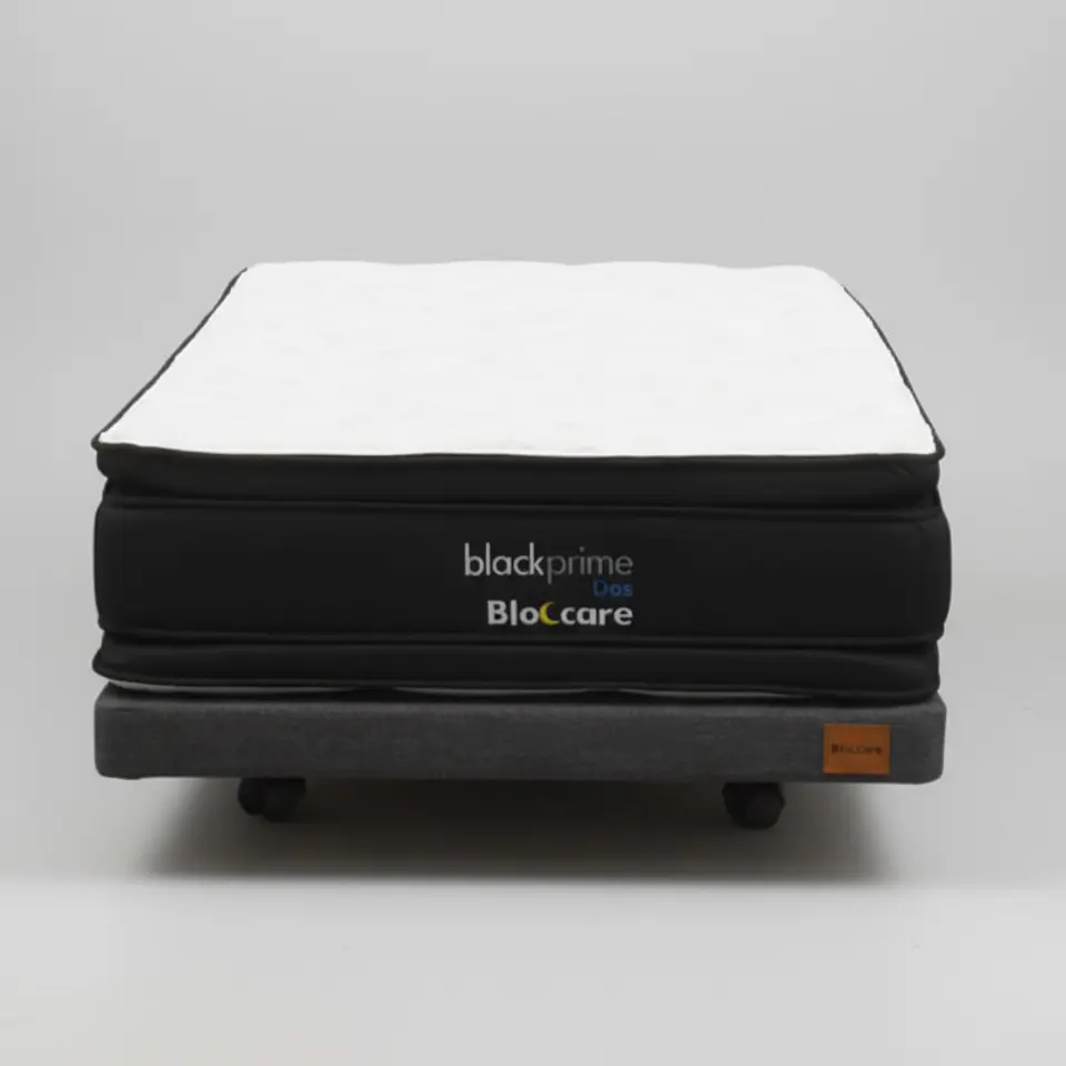 Cama 1.5 Plaza Box 8 cm + Colchon Black Prime - Modelo Dos - Ruedas A Eleccion (Gris) 9
