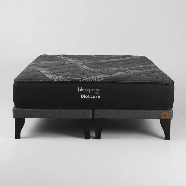 Cama King Box 8 cm + Colchon Black Prime - Modelo Uno / Con Patas De Madera (Gris) 6