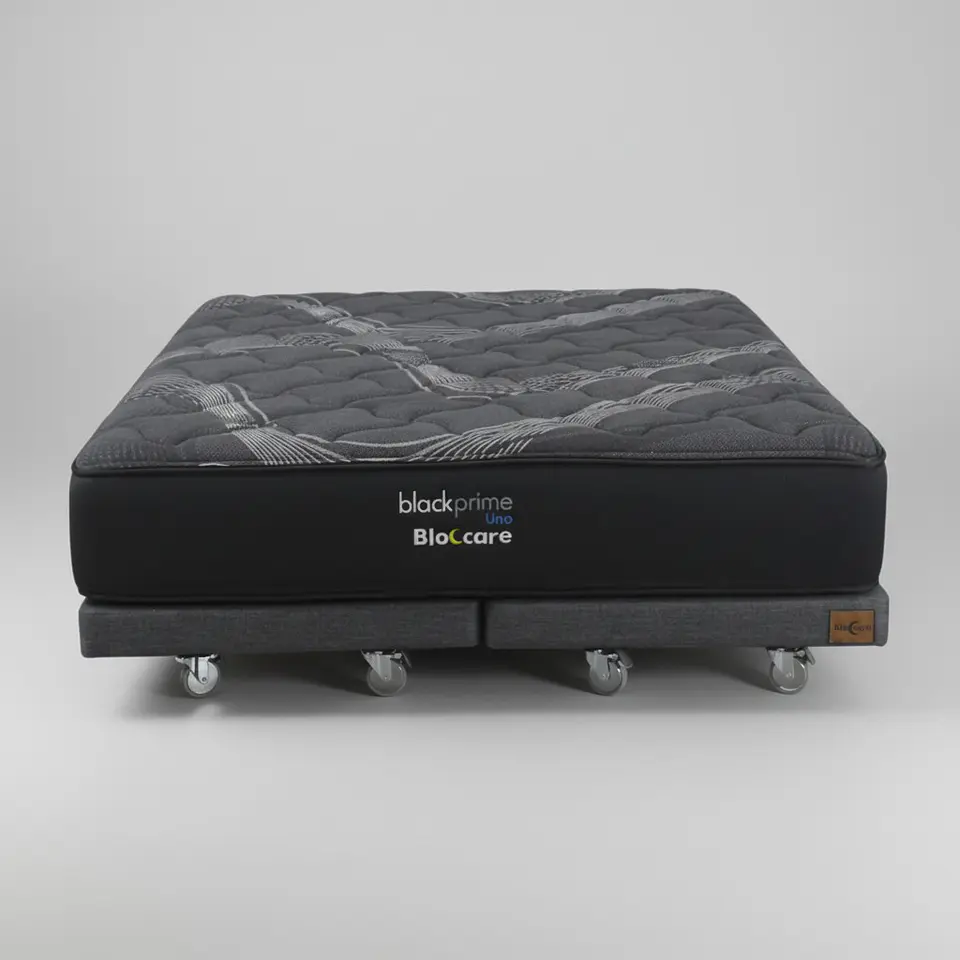 Cama 2 Plaza Box 8 cm + Colchon Black Prime - Modelo Uno- Ruedas A Eleccion (Gris) 5