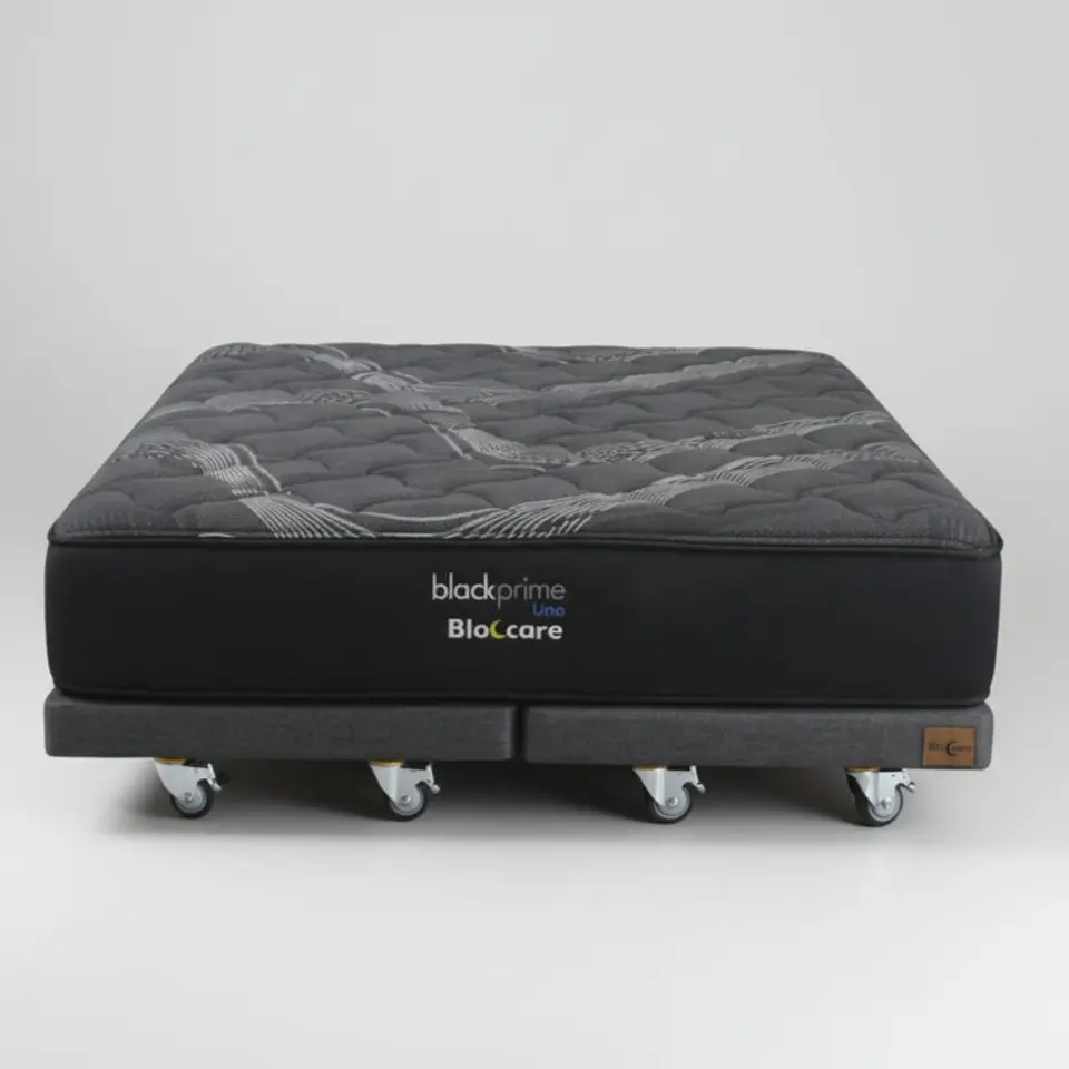 Cama 2 Plaza Box 8 cm + Colchon Black Prime - Modelo Uno- Ruedas A Eleccion (Gris) 7