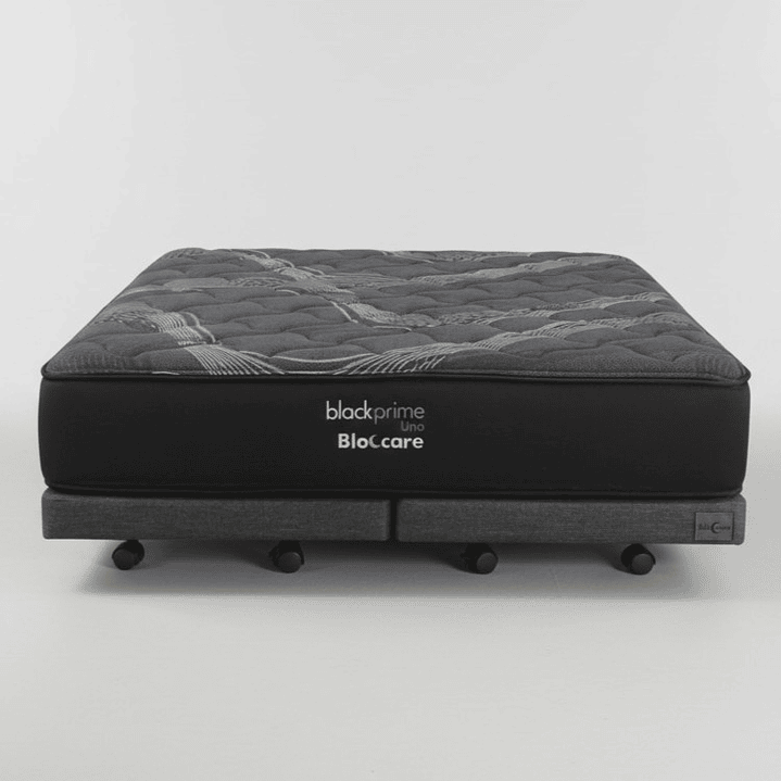 Cama 2 Plaza Box 8 cm + Colchon Black Prime - Modelo Uno- Ruedas A Eleccion (Gris) 9