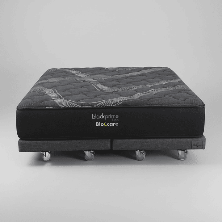 Cama King Box 8 cm + Colchon Black Prime - Modelo Uno- Ruedas A Eleccion (Gris) 5