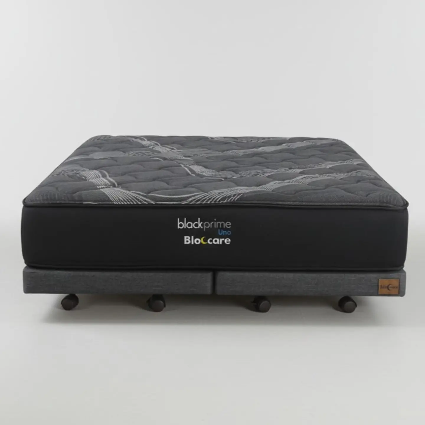 Cama King Box 8 cm + Colchon Black Prime - Modelo Uno- Ruedas A Eleccion (Gris) 9
