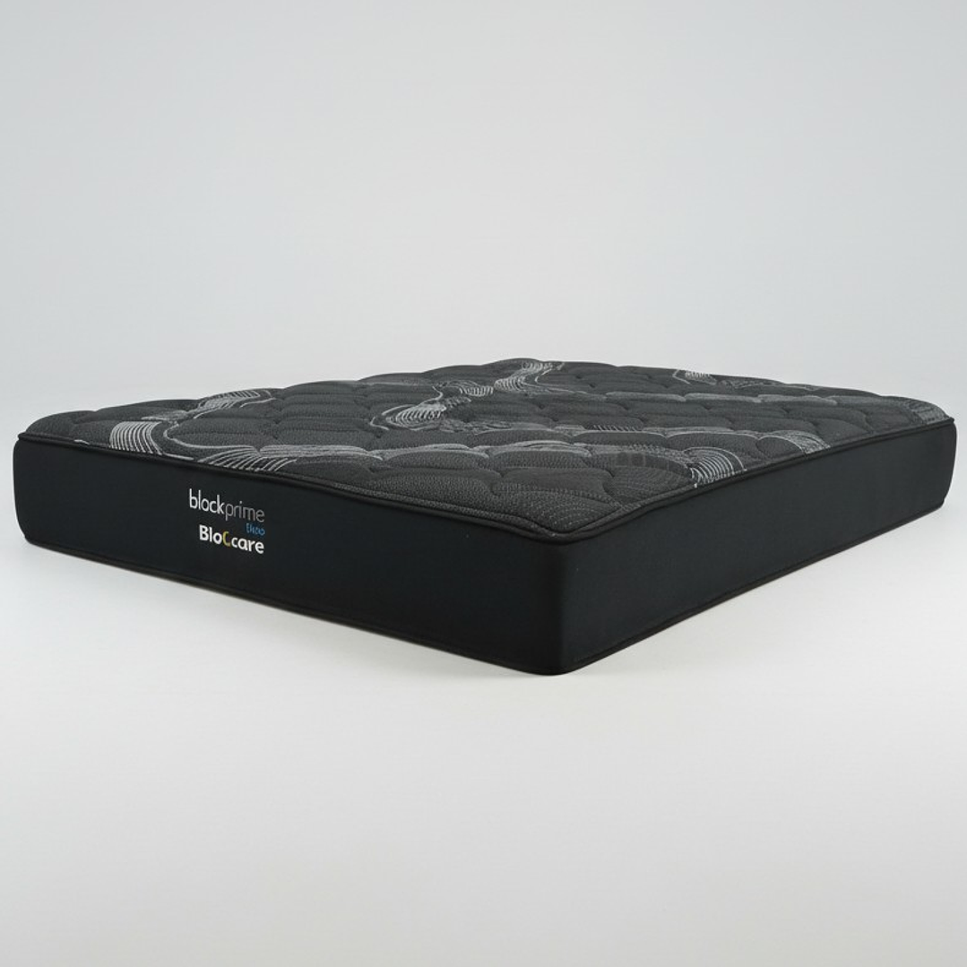 Cama King Box 8 cm + Colchon Black Prime - Modelo Uno- Ruedas A Eleccion (Gris) 10