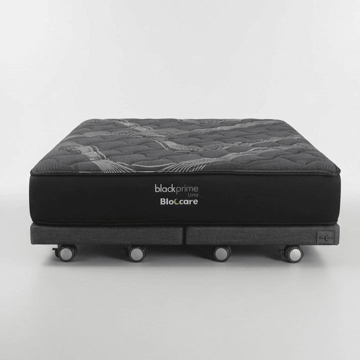 Cama Super King Box 8 cm + Colchon Black Prime - Modelo Uno- Ruedas A Eleccion (Gris) 3