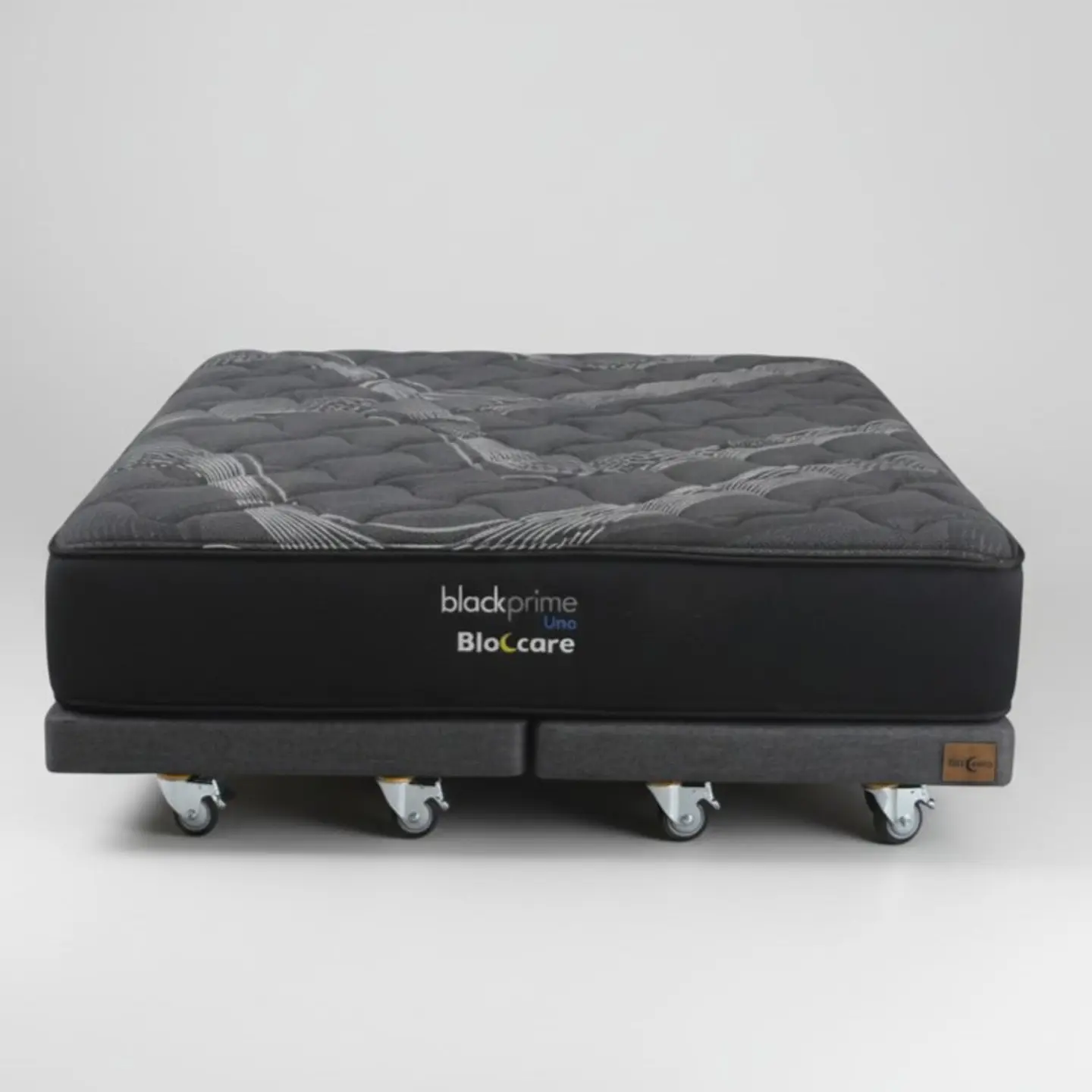 Cama Super King Box 8 cm + Colchon Black Prime - Modelo Uno- Ruedas A Eleccion (Gris) 7