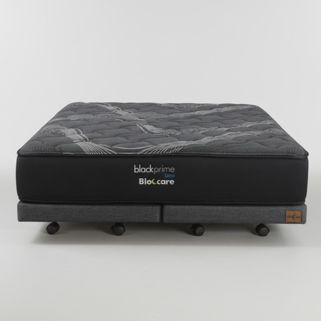 Cama Super King Box 8 cm + Colchon Black Prime - Modelo Uno- Ruedas A Eleccion (Gris) 9