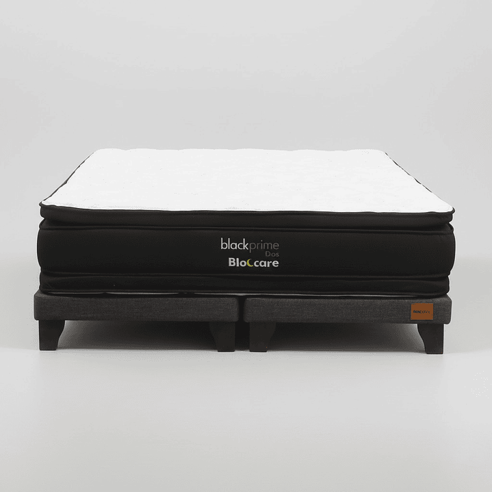 Cama 2 Plaza Box 8 cm + Colchon Black Prime - Modelo Dos - Patas De Madera (Gris) 4