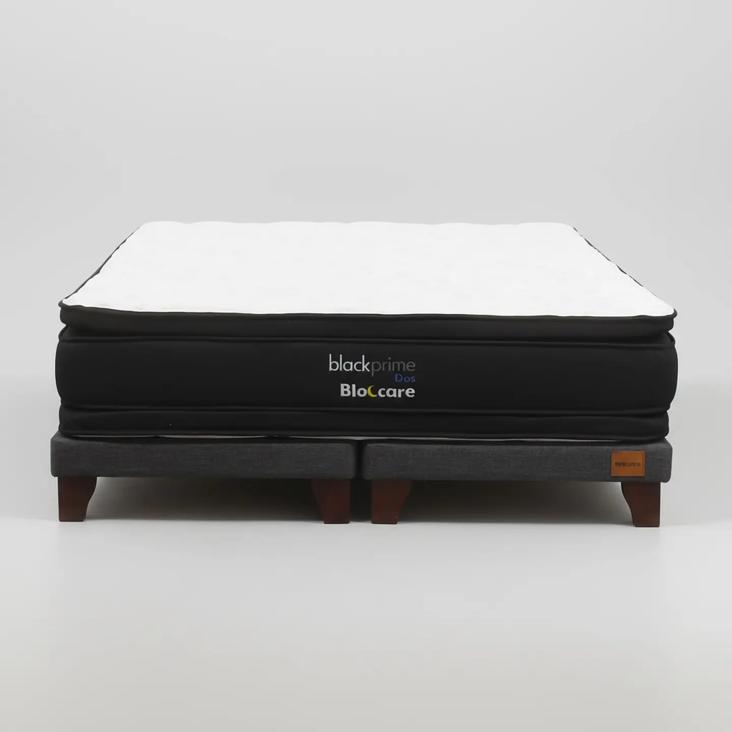 Cama 2 Plaza Box 8 cm + Colchon Black Prime - Modelo Dos - Patas De Madera (Gris) 4
