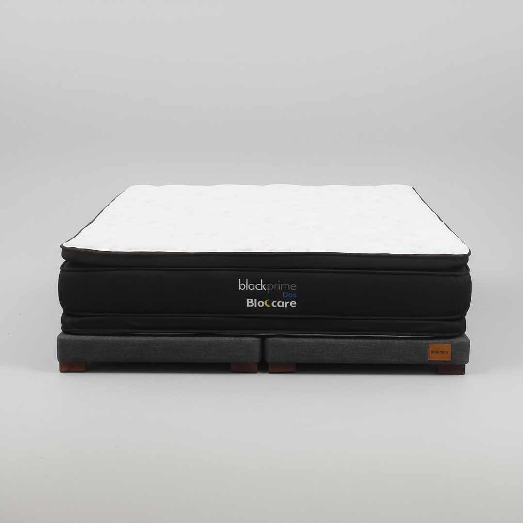 Cama King Box 8 cm + Colchon Black Prime - Modelo Dos - Patas De Madera (Gris) 2