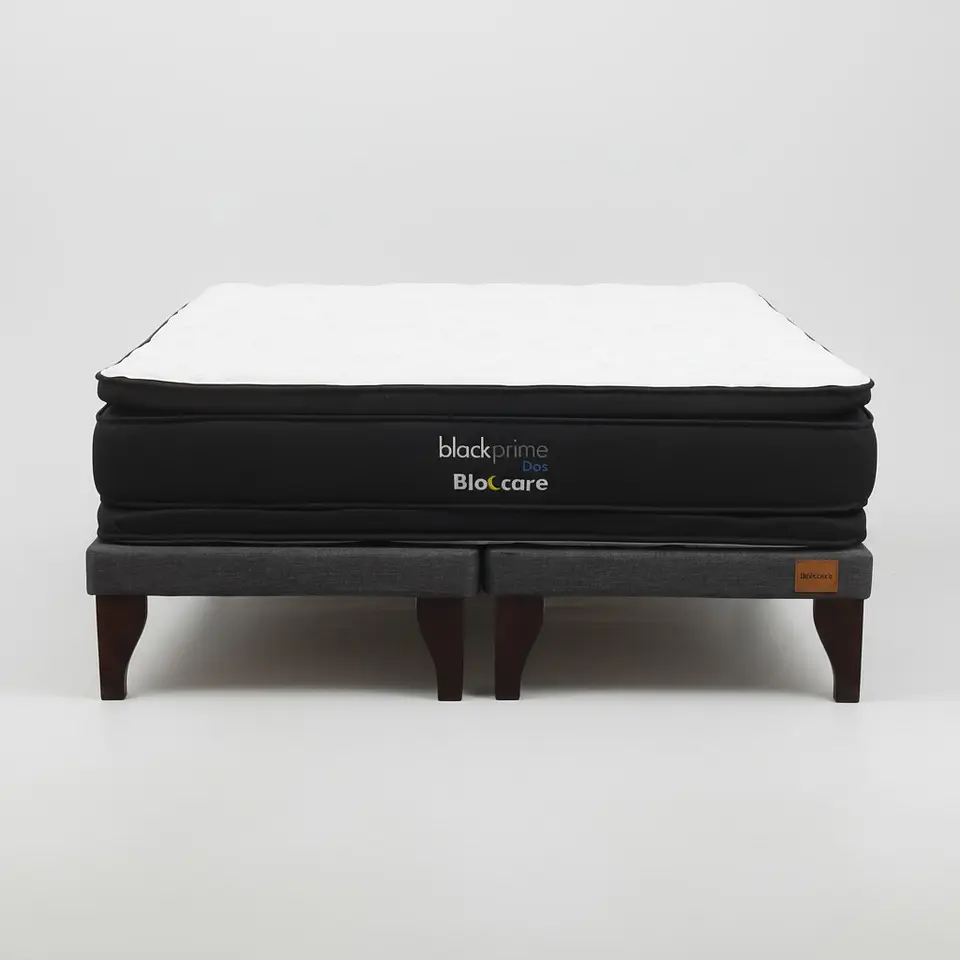 Cama King Box 8 cm + Colchon Black Prime - Modelo Dos - Patas De Madera (Gris) 6
