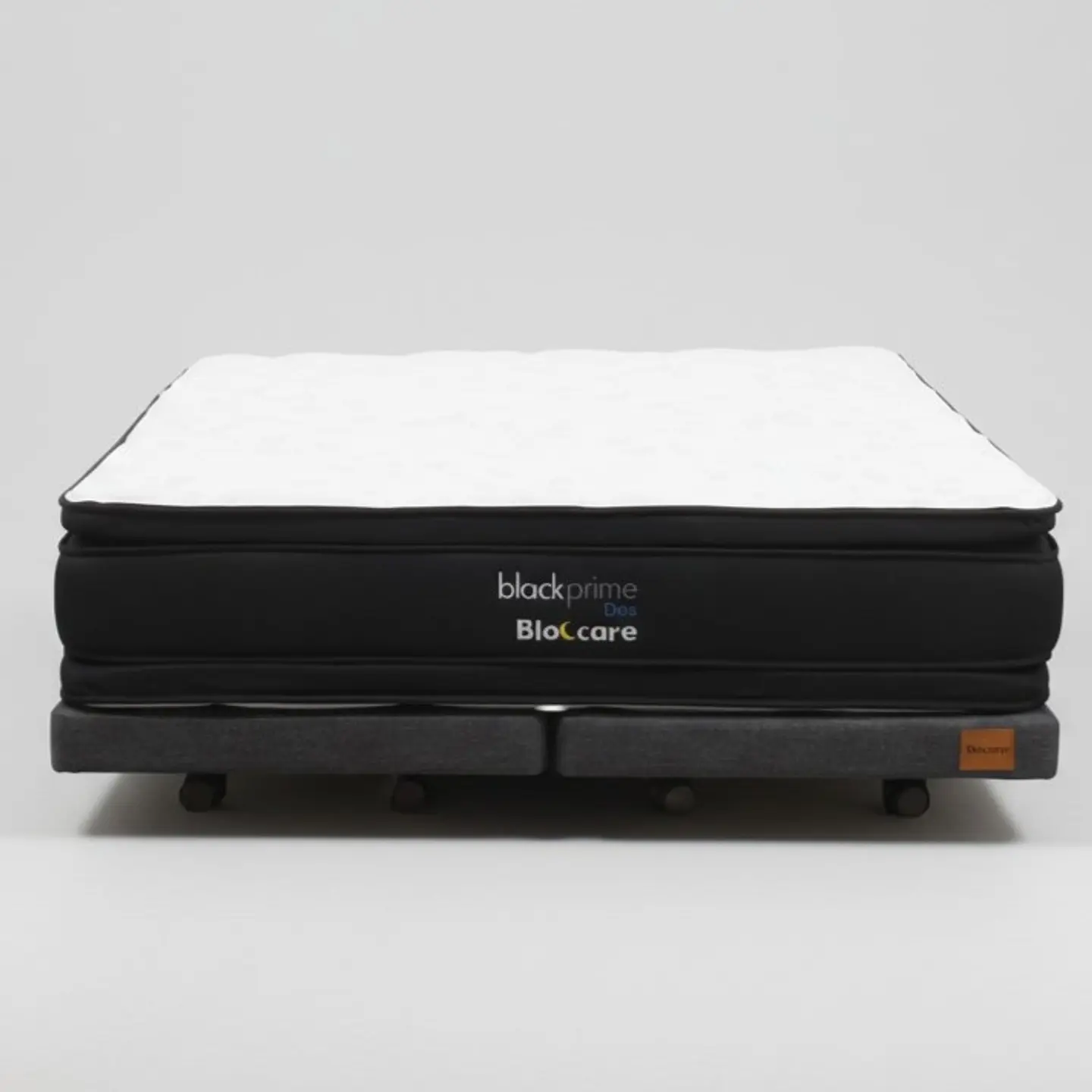 Cama 2 Plaza Box 8 cm + Colchon Black Prime - Modelo Dos - Ruedas A Eleccion (Gris) 8