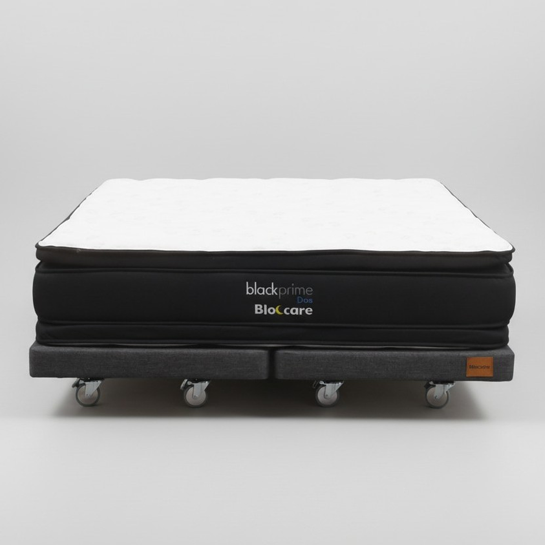 Cama King Box 8 cm + Colchon Black Prime - Modelo Dos - Ruedas A Eleccion (Gris) 4