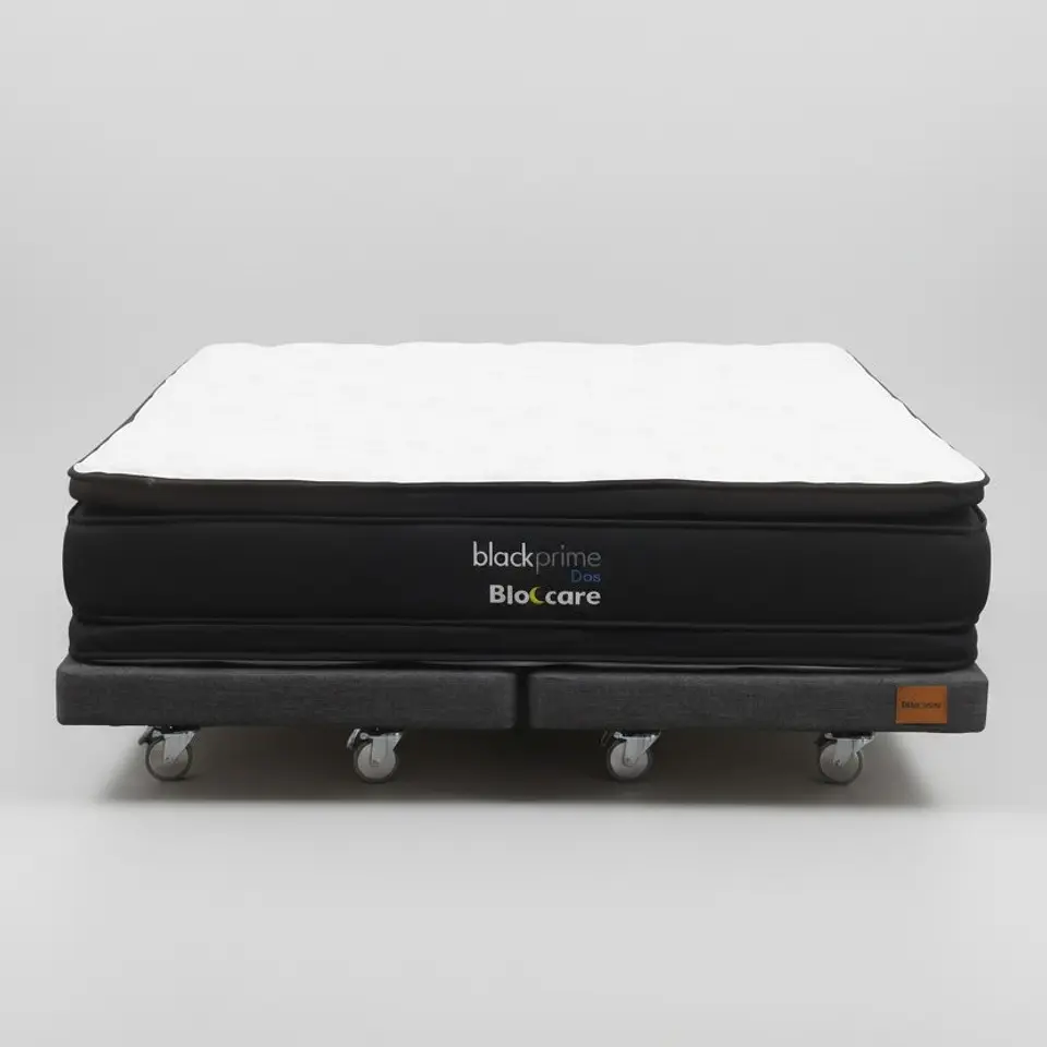Cama Super King Box 8 cm + Colchon Black Prime - Modelo Dos - Ruedas A Eleccion (Gris) 4