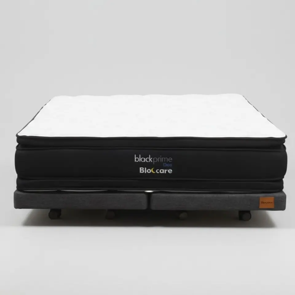 Cama Super King Box 8 cm + Colchon Black Prime - Modelo Dos - Ruedas A Eleccion (Gris) 8