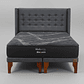 Cama 2 Plaza Box 8 cm + Colchon Black Prime - Modelo Uno + Respaldo / Con Patas De Madera (Gris) - Miniatura 8