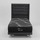 Cama 1.5 Plaza Box 8 cm + Colchon Black Prime - Modelo Uno+ Respaldo / Con Ruedas A Eleccion (Gris) - Miniatura 4