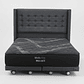 Cama 2 Plaza Box 8 cm + Colchon Black Prime - Modelo Uno+ Respaldo / Con Ruedas A Eleccion (Gris) - Miniatura 3