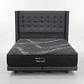 Cama King Box 8 cm + Colchon Black Prime - Modelo Uno+ Respaldo / Con Ruedas A Eleccion (Gris) - Miniatura 9