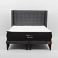 Cama King Box 8 cm + Colchon Black Prime - Modelo Dos + Respaldo / Con Patas De Madera (Gris) - Miniatura 6