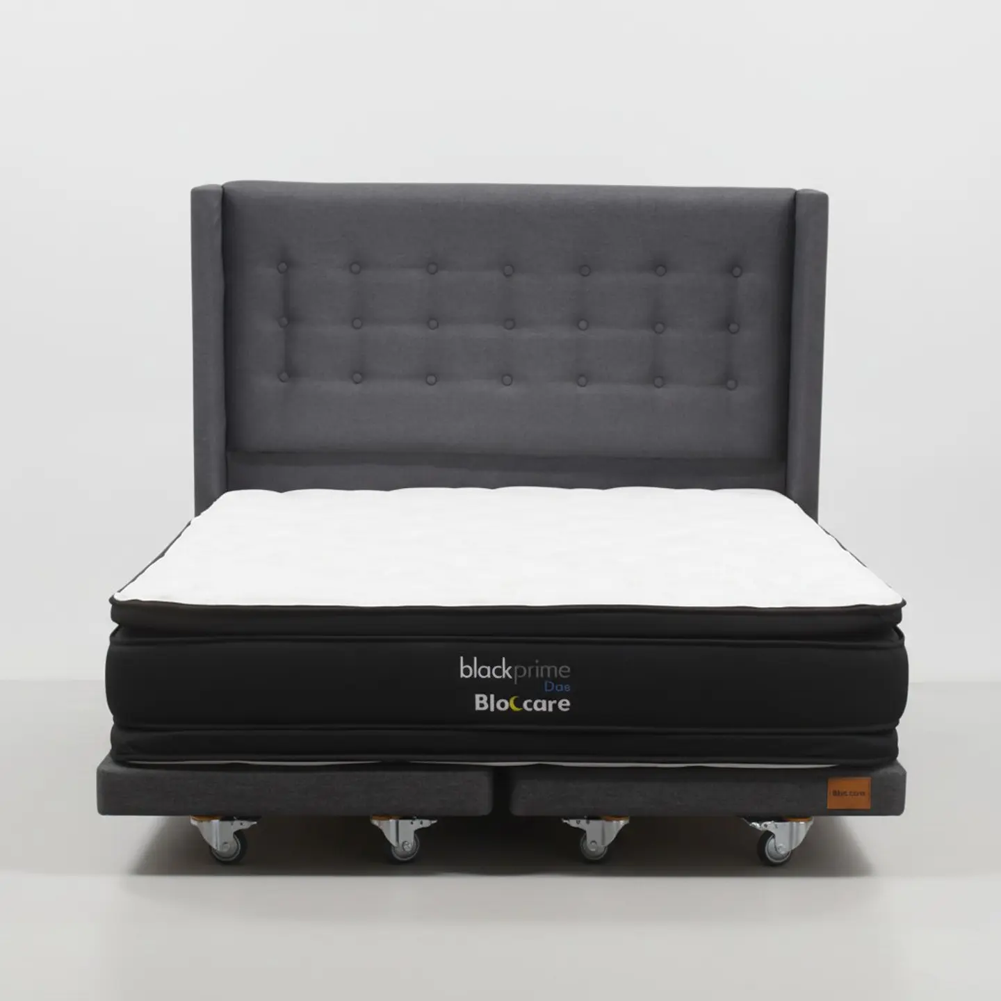 Cama Supe King Box 8 cm + Colchon Black Prime - Modelo Dos + Respaldo / Con Ruedas A Eleccion (Gris) 6