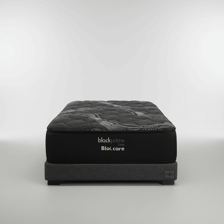 Cama 1 Plaza Box 13 cm + Colchon Black Prime - Modelo Uno / Con Patas De Madera (Gris) 2