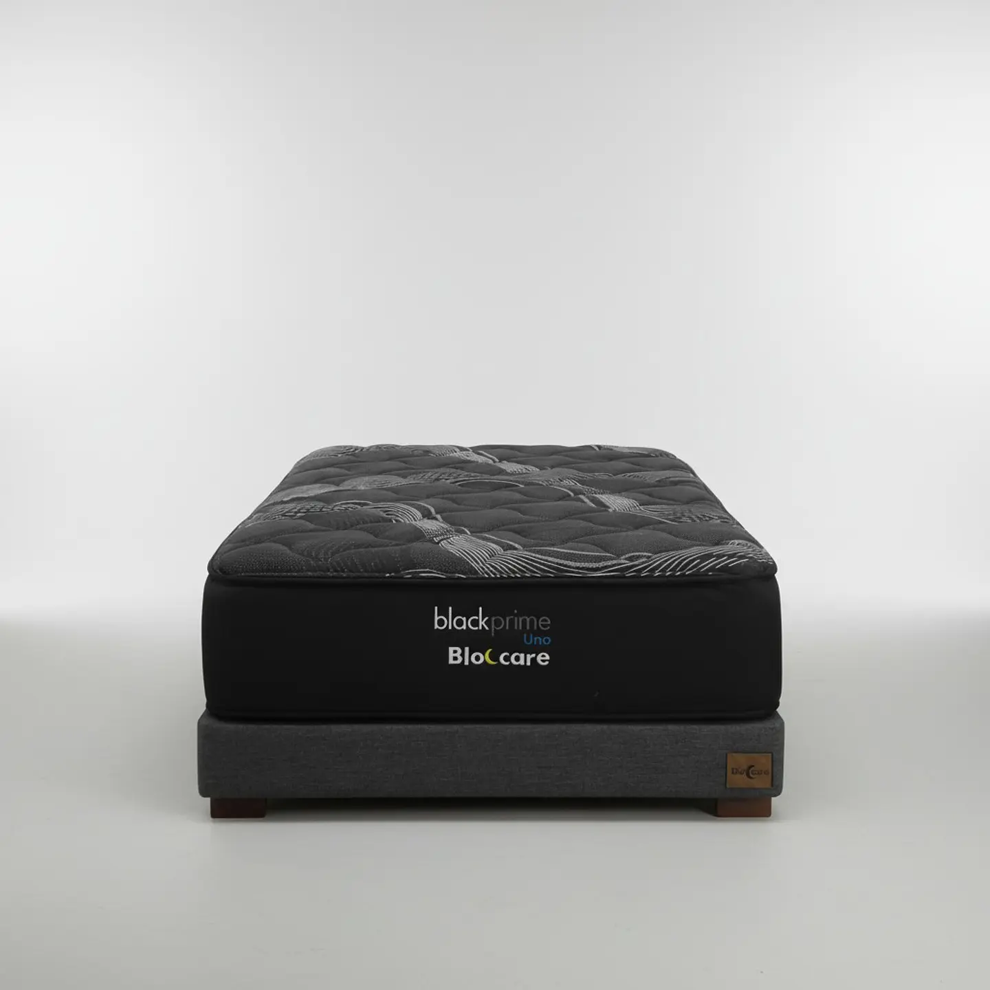 Cama 1 Plaza Box 13 cm + Colchon Black Prime - Modelo Uno / Con Patas De Madera (Gris) 2