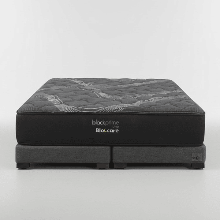 Cama 2 Plaza Box 13 cm + Colchon Black Prime - Modelo Uno / Con Patas De Madera (Gris) 2