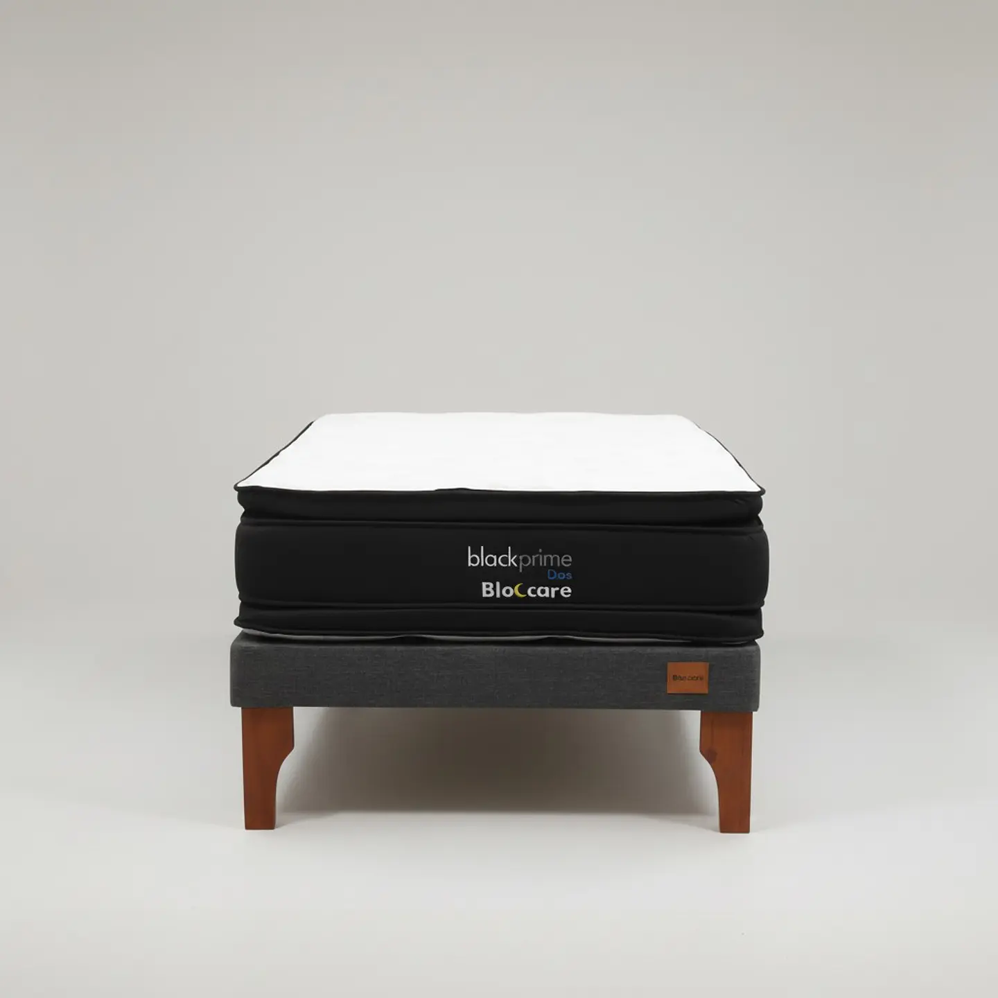 Cama 1.5 Plaza Box 13 cm + Colchon Black Prime - Modelo Dos - Patas De Madera (Gris) 8