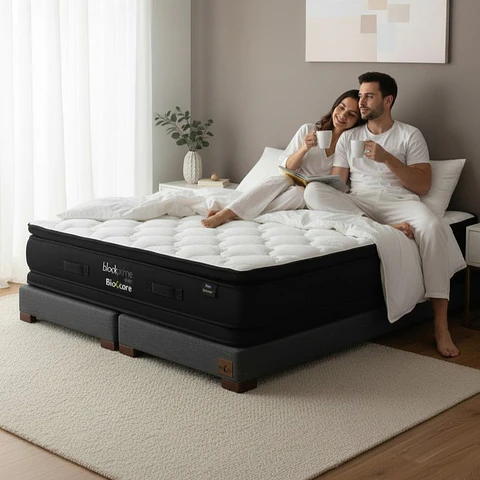 Cama 2 Plaza Box 13 cm + Colchon Black Prime - Modelo Dos - Patas De Madera (Gris)